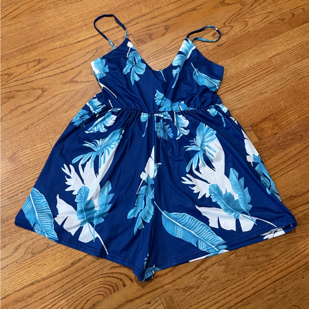 Tropical shorts romper